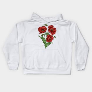 Poppies Floral Art Kids Hoodie